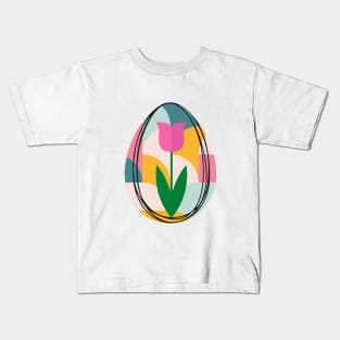 Colorful Egg and Tulip Flower Kids T-Shirt